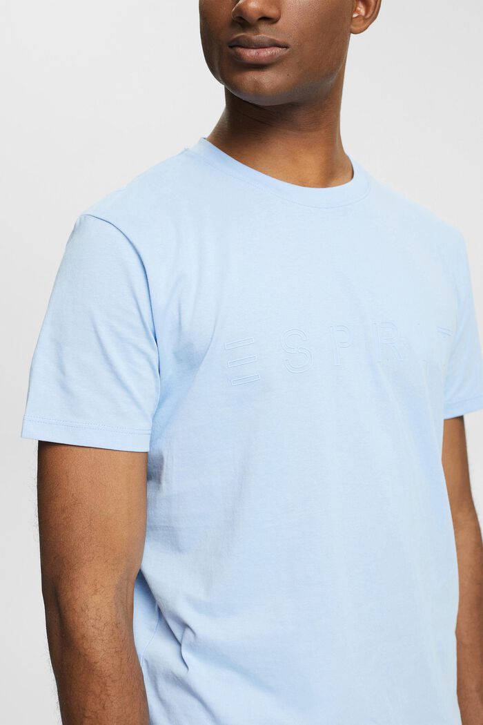 T-shirt z dżerseju z nadrukiem z logo, LIGHT BLUE, detail image number 0
