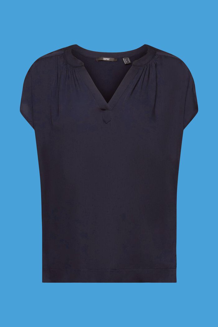 Bluzka z dekoltem w serek, LENZING™ ECOVERO™, NAVY, detail image number 6