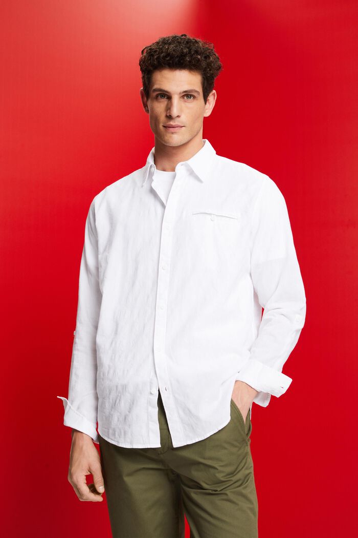 Koszula bawełniana z fakturą, WHITE, detail image number 0