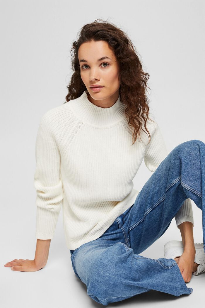 Sweter z dzianiny w prążki, 100% bawełny ekologicznej