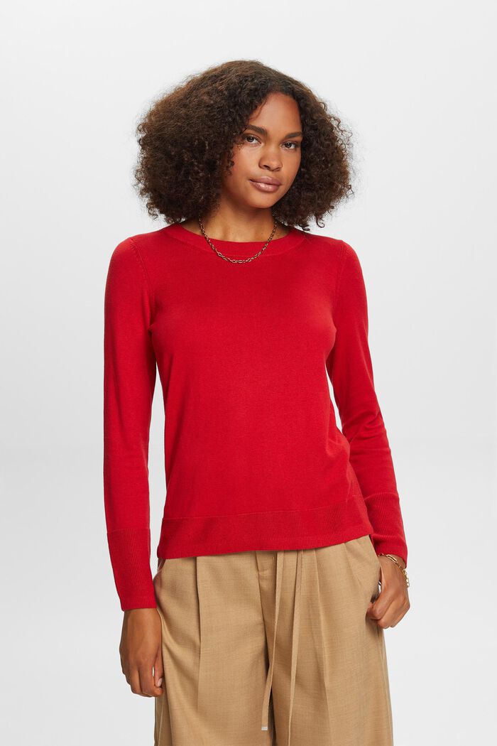 Sweter z delikatnym splotem, DARK RED, detail image number 0