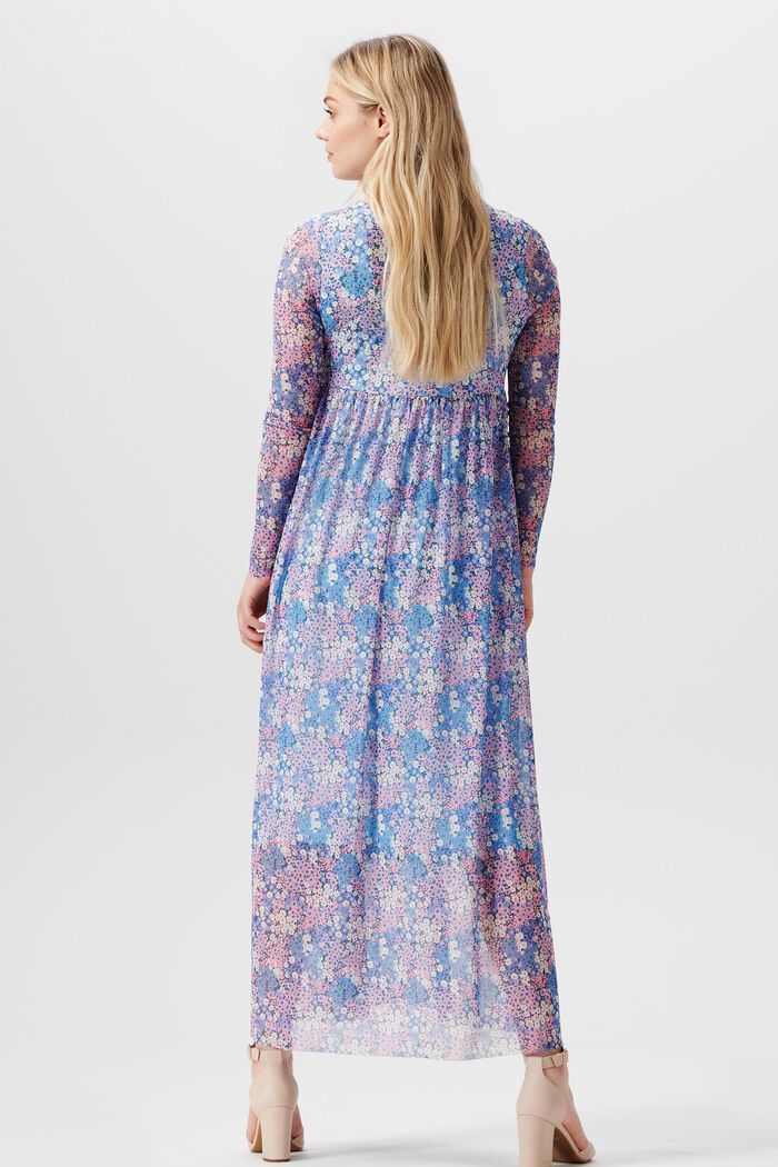 Sukienka maxi z siateczki z nadrukiem w kwiaty na całej powierzchni, LIGHT BLUE, detail image number 1