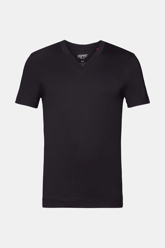 T-shirt z dekoltem w serek, 100% bawełny, BLACK, detail image number 6