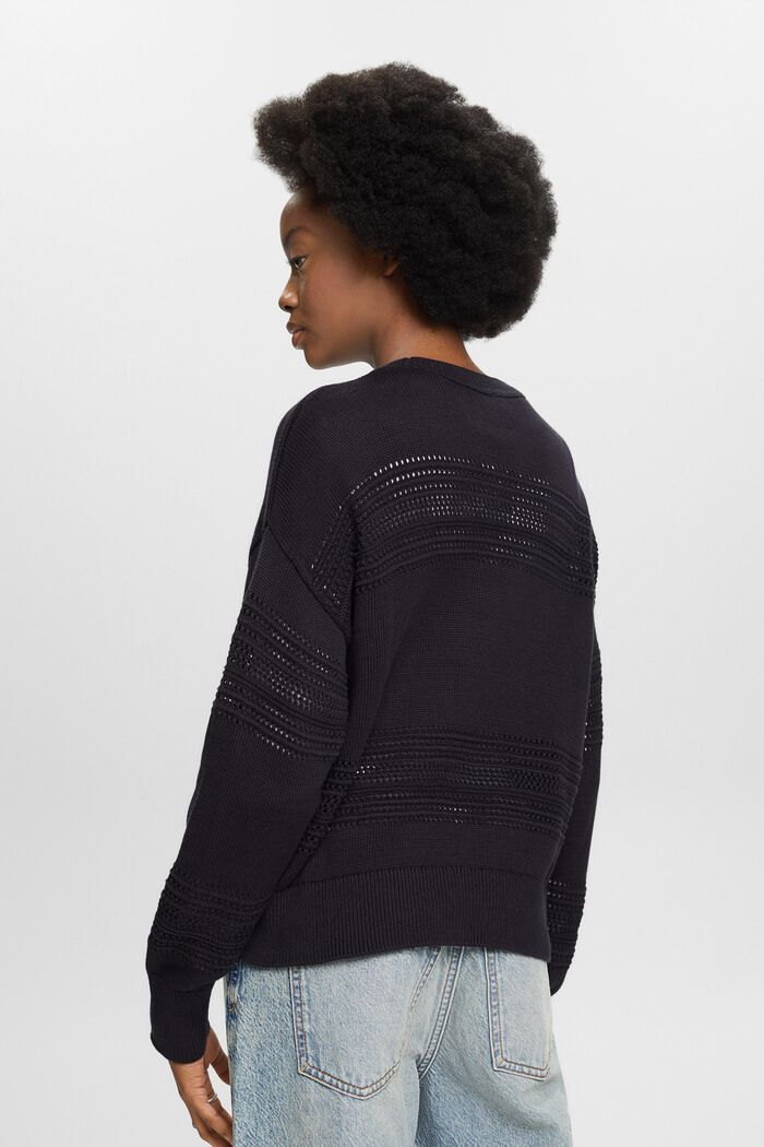 Ażurowy sweter z okrągłym dekoltem, BLACK, detail image number 2