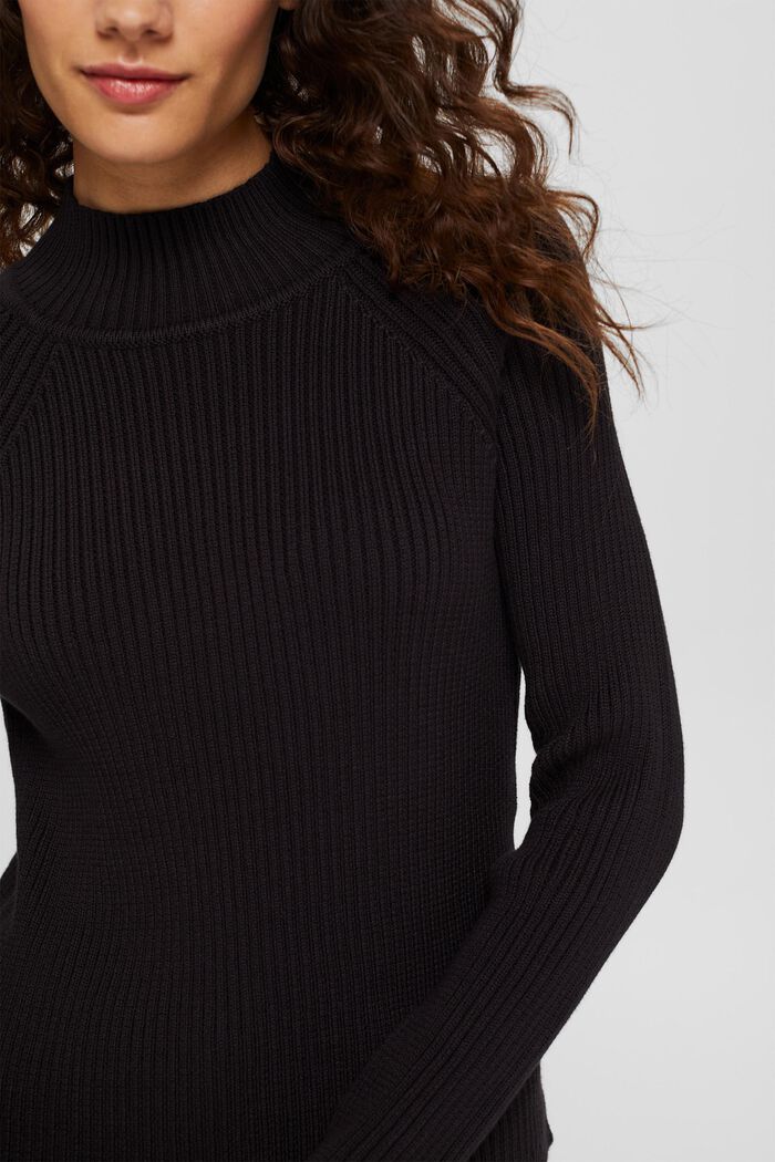 Sweter z dzianiny w prążki, 100% bawełny ekologicznej, BLACK, detail image number 2