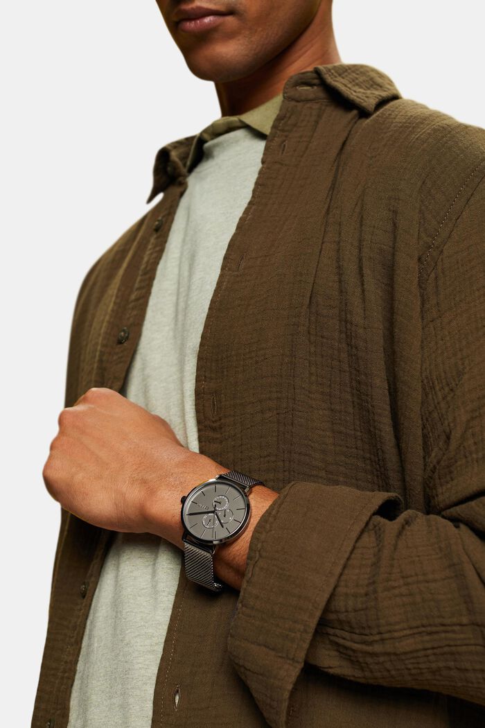 Zegarek ze stali nierdzewnej z paskiem, GREY, detail image number 2