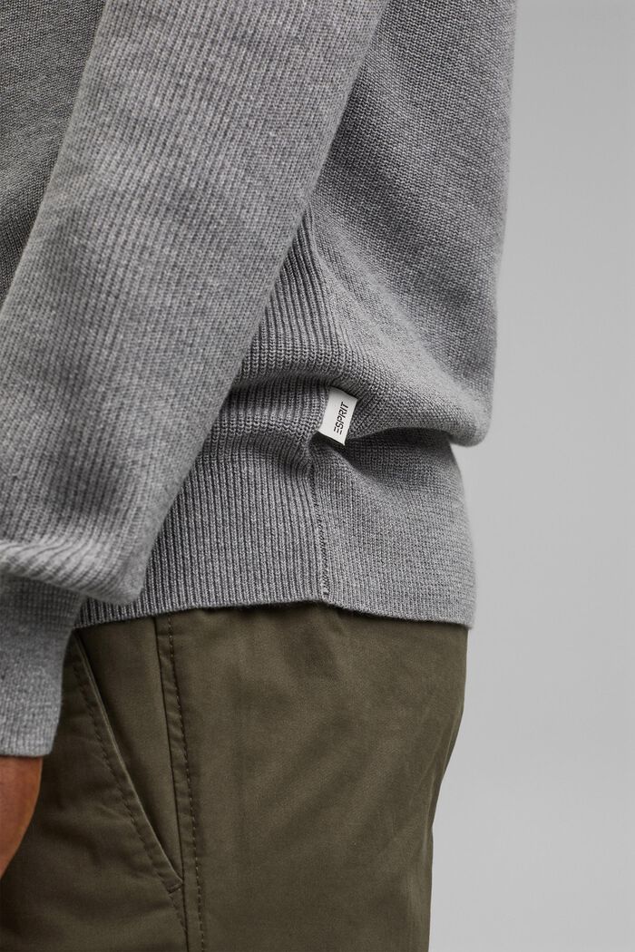 Sweter z okrągłym dekoltem, 100% bawełny, MEDIUM GREY, detail image number 5