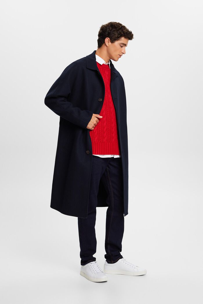 Sweter z bawełnianej dzianiny w warkocze, DARK RED, detail image number 3