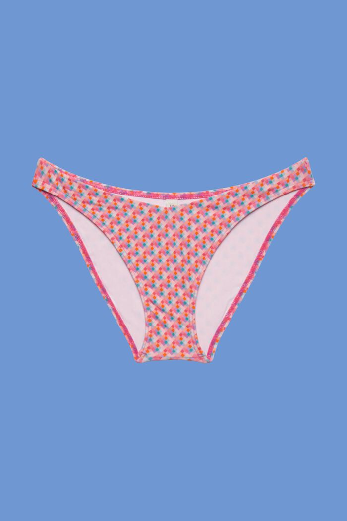 Figi mini od bikini z geometrycznym wzorem, PINK FUCHSIA, detail image number 3