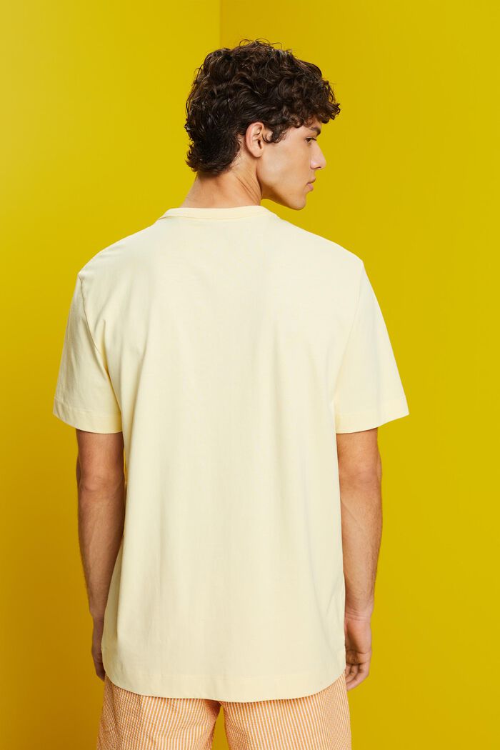 T-shirt z dżerseju z nadrukiem na piersi, 100% bawełna, LIGHT YELLOW, detail image number 3