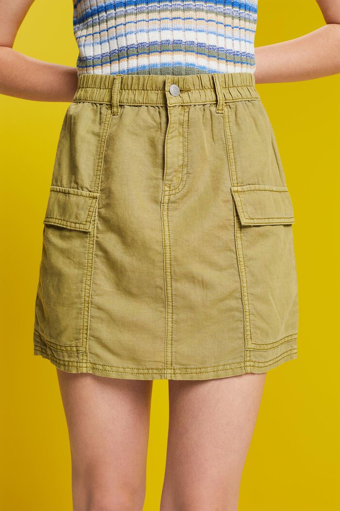 Spódniczka mini w stylu bojówek, mieszanka z lnem, PISTACHIO GREEN, detail image number 2