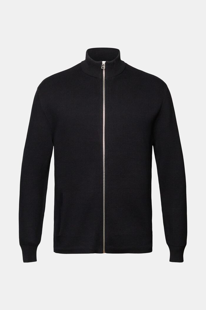Rozpinany sweter, 100% bawełna, BLACK, detail image number 6