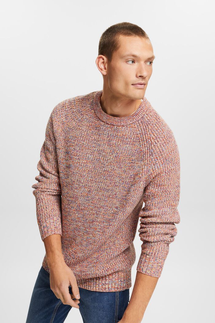 Bawełniany sweter z prążkowanej dzianiny, AMBER YELLOW, detail image number 1