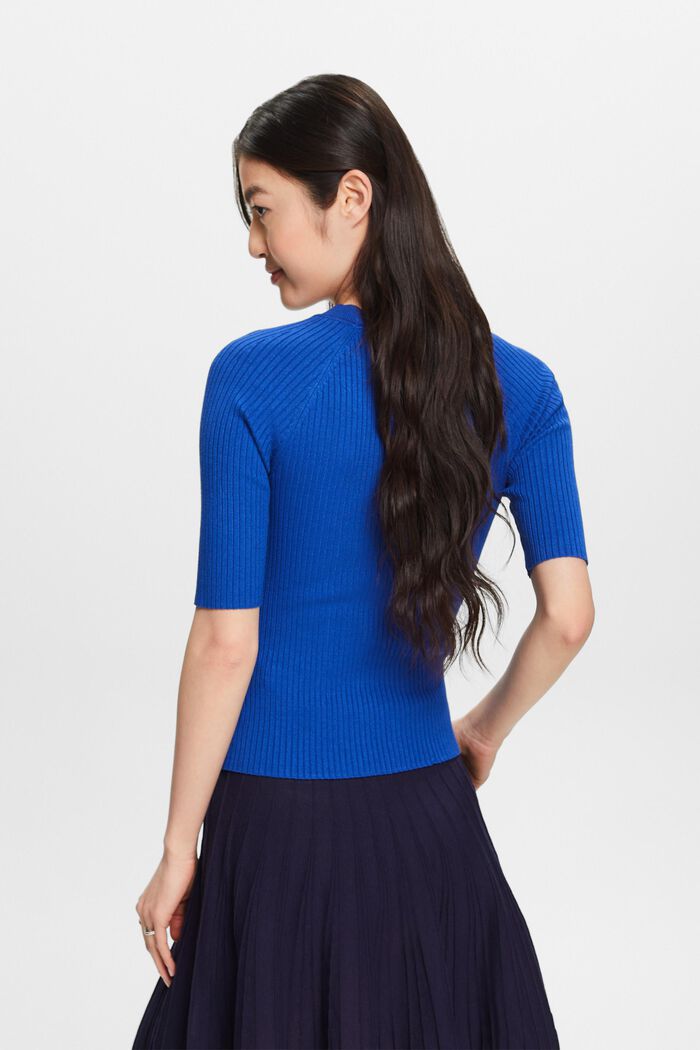Prążkowany sweter z krótkim rękawem, BRIGHT BLUE, detail image number 2