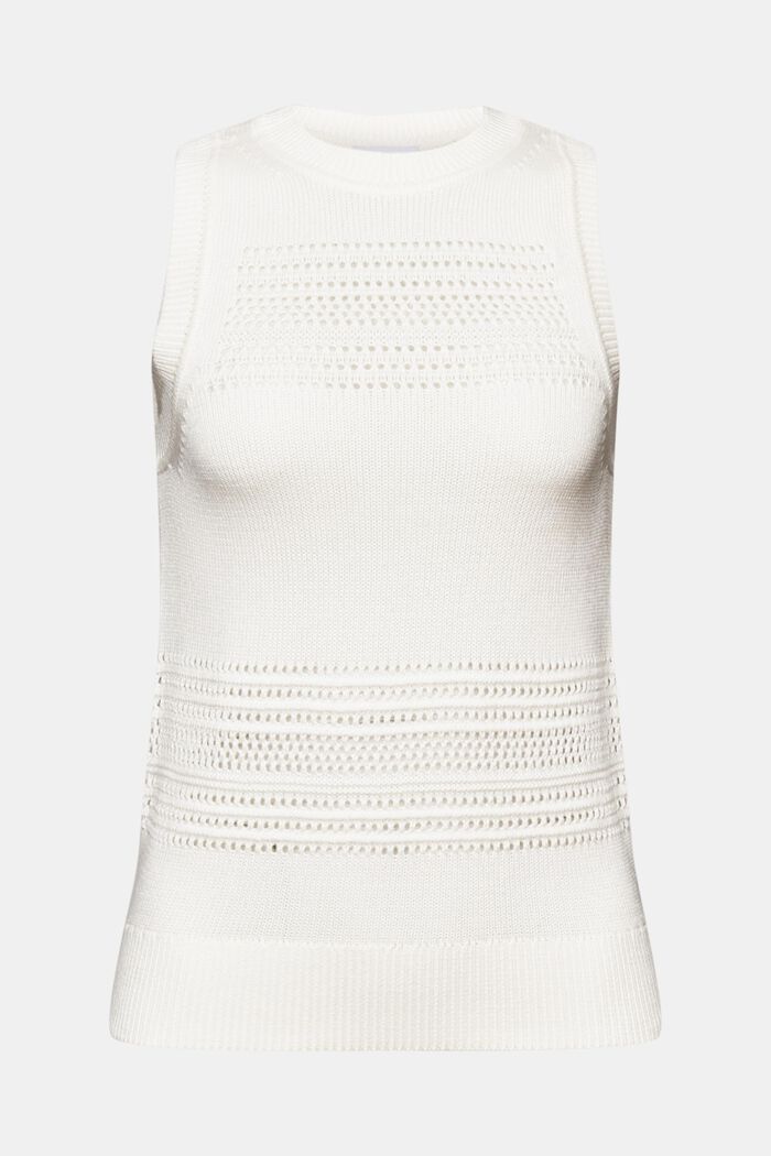 Sweter bez rękawów z siateczki, OFF WHITE, detail image number 6