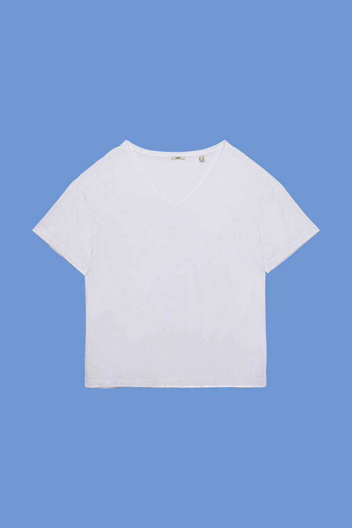 PLUS SIZE T-shirt z dekoltem w serek, TENCEL™, WHITE, detail image number 6
