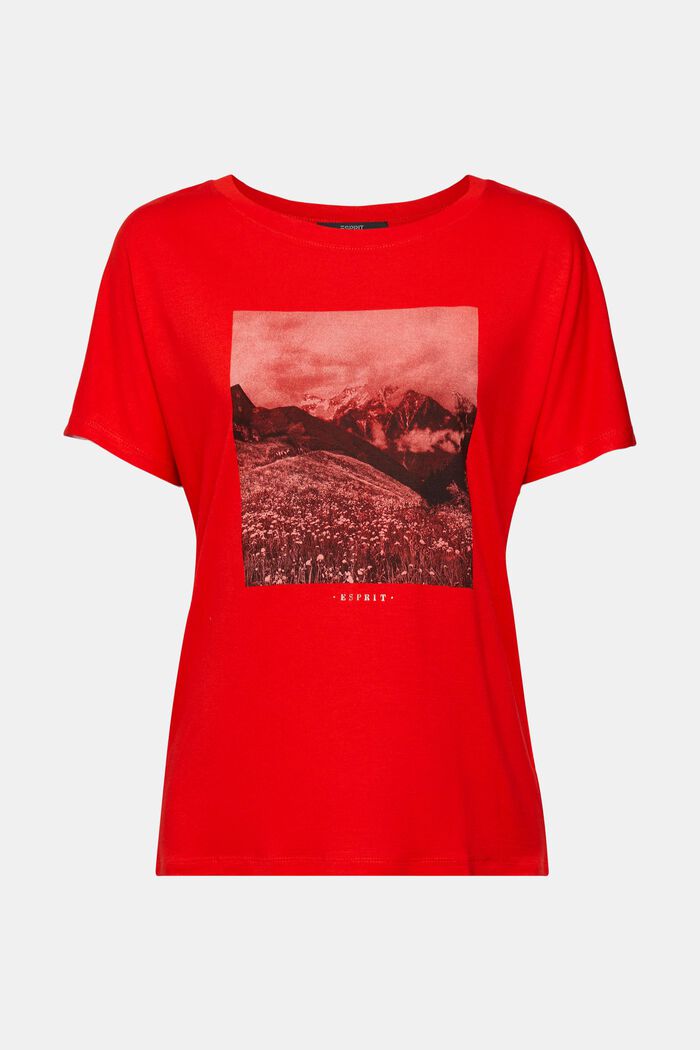 T-shirt z nadrukiem, LENZING™ ECOVERO™, RED, detail image number 2