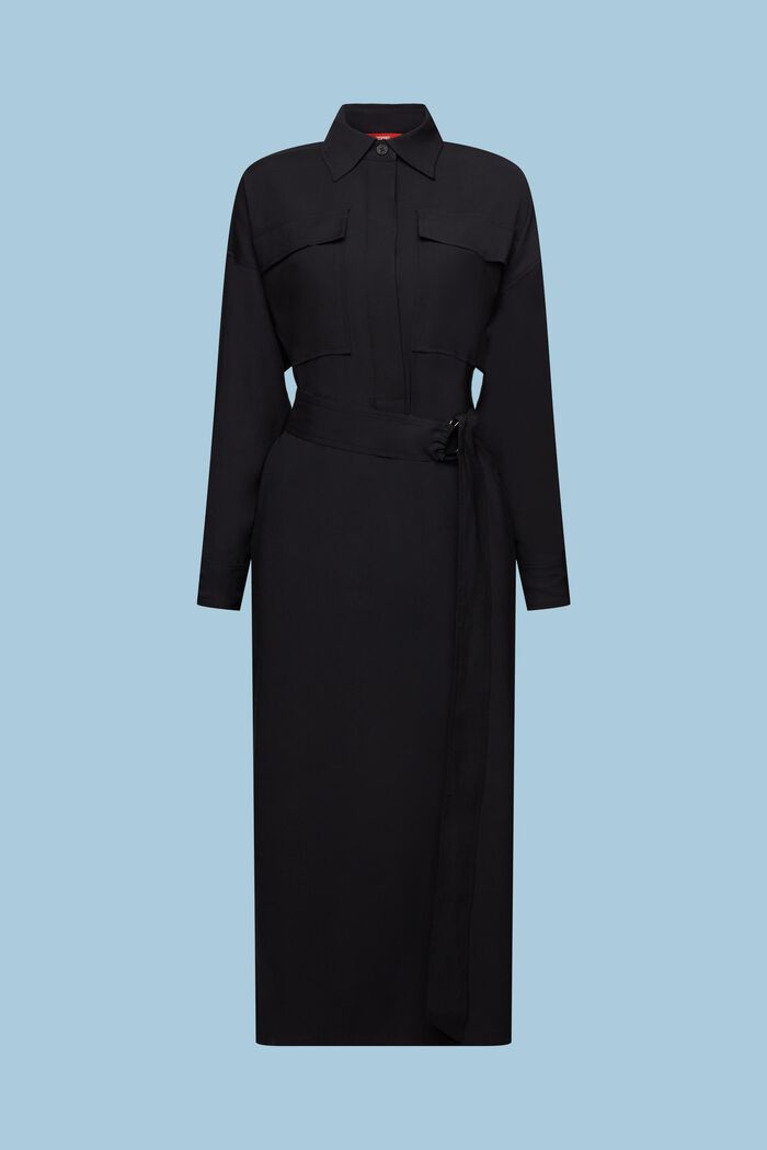 Oversizowa sukienka koszulowa midi, BLACK, detail image number 5