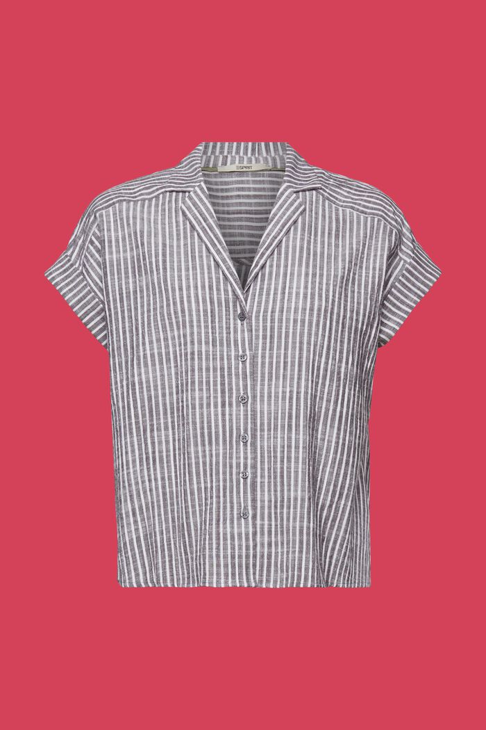 Bluzka z krótkim rękawem w paski, 100% bawełna, ANTHRACITE, detail image number 6