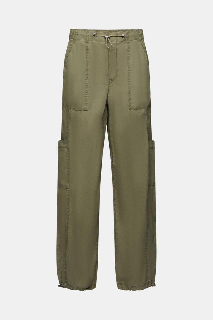 Spodnie bojówki na gumce, 100% bawełny, KHAKI GREEN, detail image number 7