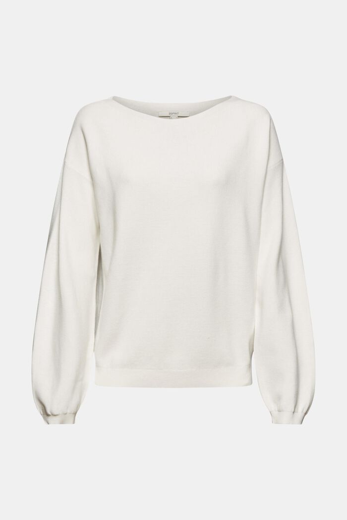 Dzianinowy sweter, 100% bawełny ekologicznej, OFF WHITE, detail image number 0