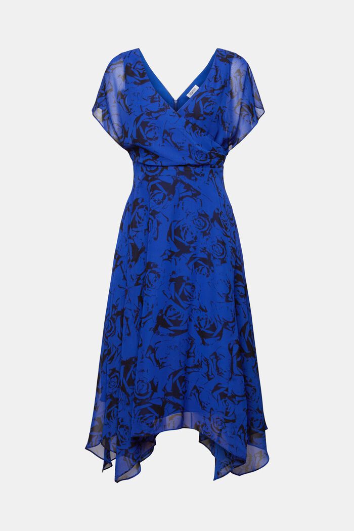 Szyfonowa sukienka maxi z dekoltem w serek, BRIGHT BLUE, detail image number 7
