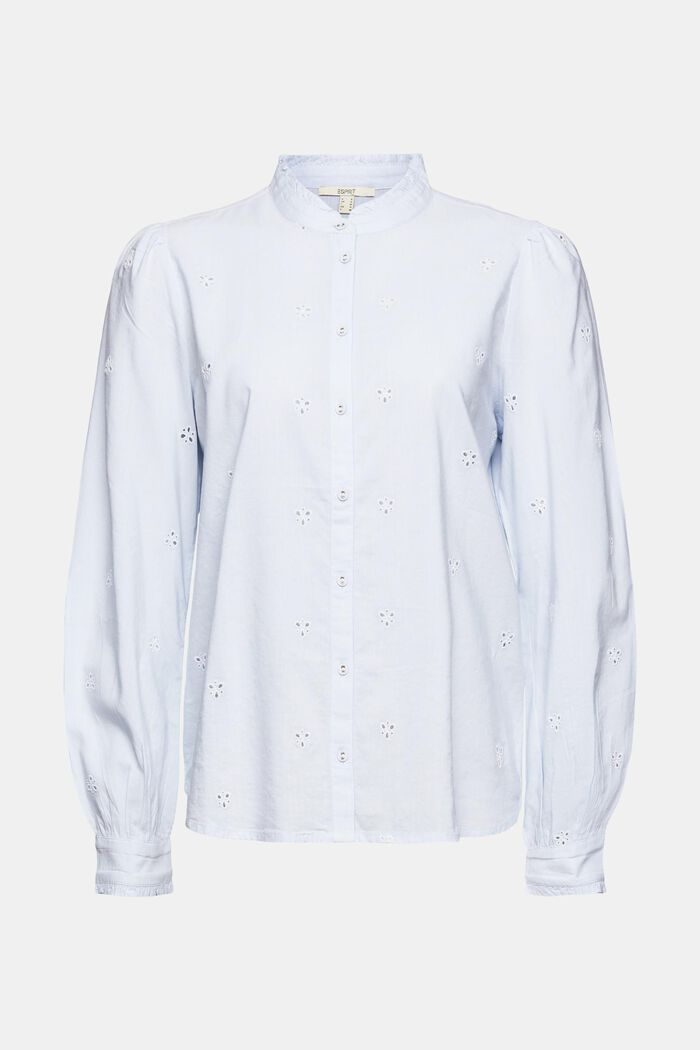 Bluzka z ażurowym, haftowanym wzorem, LENZING™ ECOVERO™, LIGHT BLUE, overview