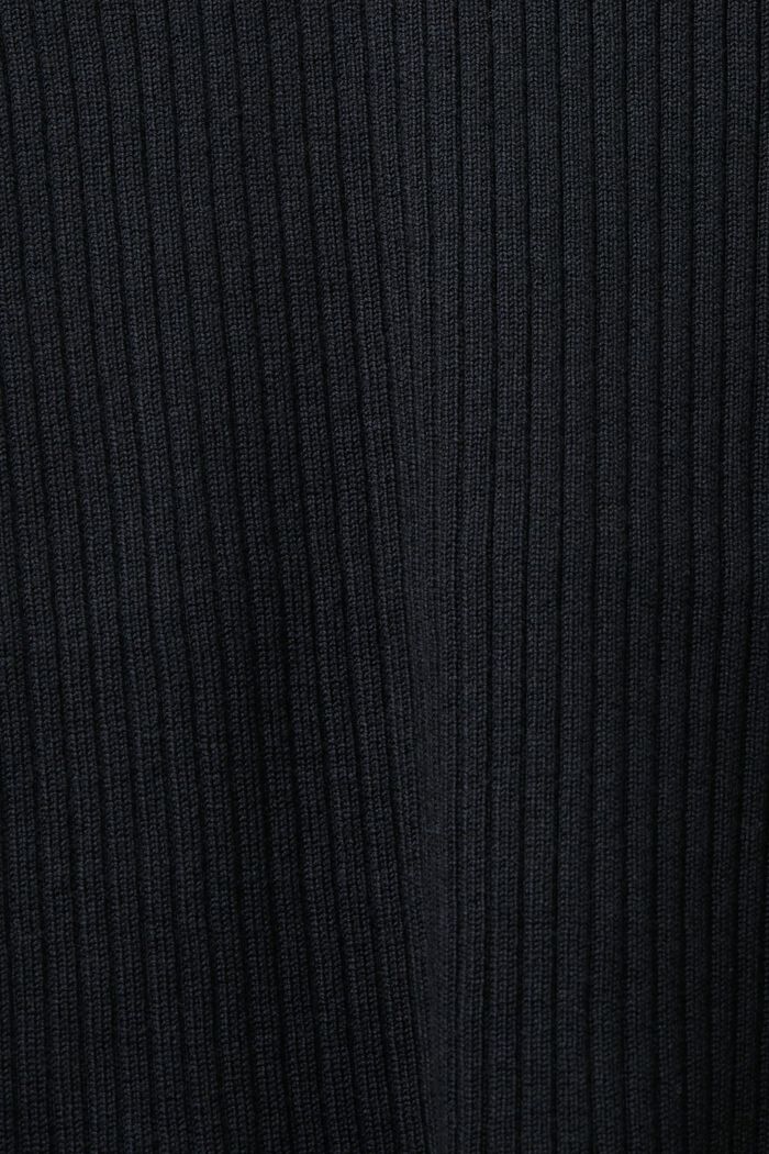 Dżersejowa, prążkowana koszulka z półgolfem, BLACK, detail image number 5