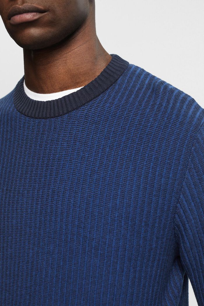 Dwukolorowy sweter z prążkowanej dzianiny, NAVY, detail image number 2