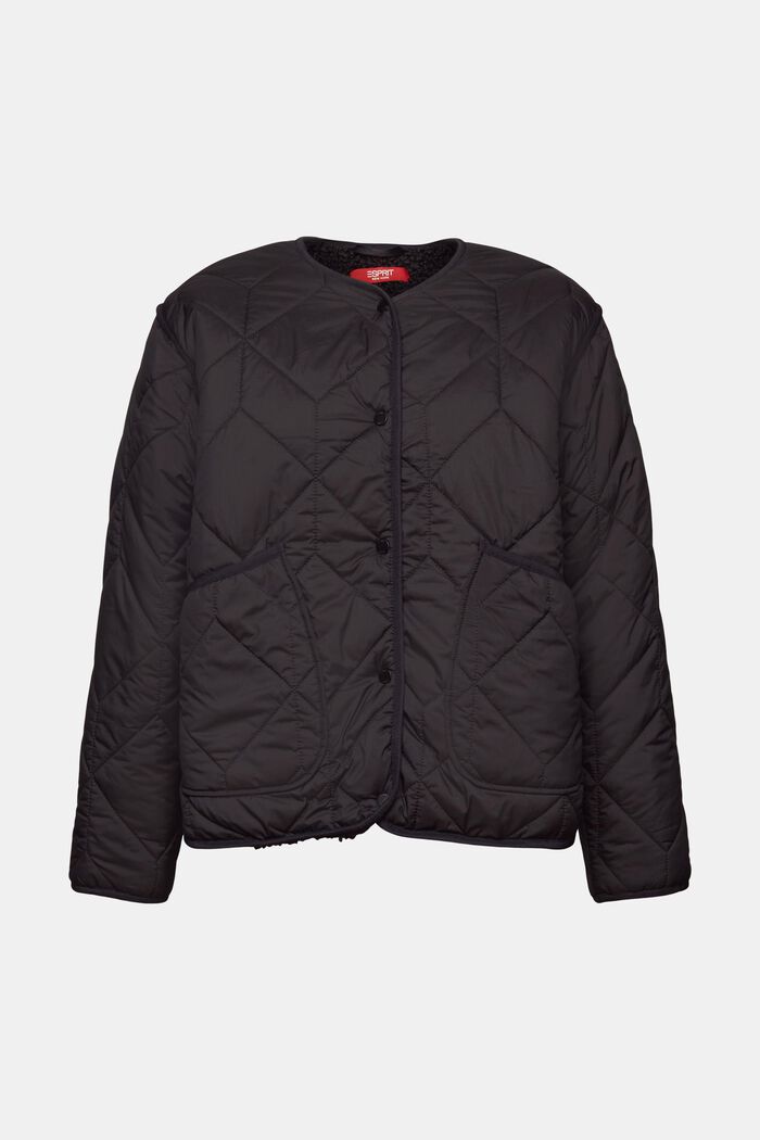 Z recyklingu: pikowana kurtka z pluszową podszewką, BLACK, detail image number 6