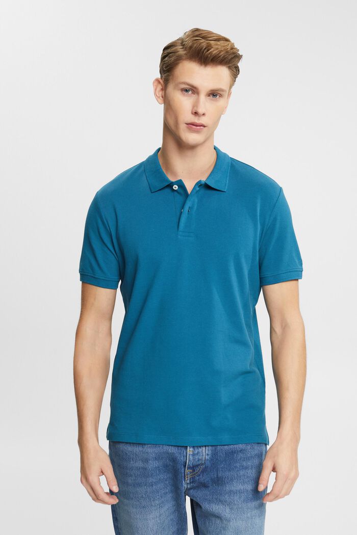 Koszulka polo, fason slim fit, PETROL BLUE, detail image number 0
