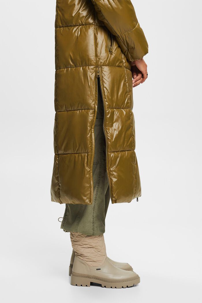 Ocieplana, pikowana kurtka z kapturem, DARK KHAKI, detail image number 1