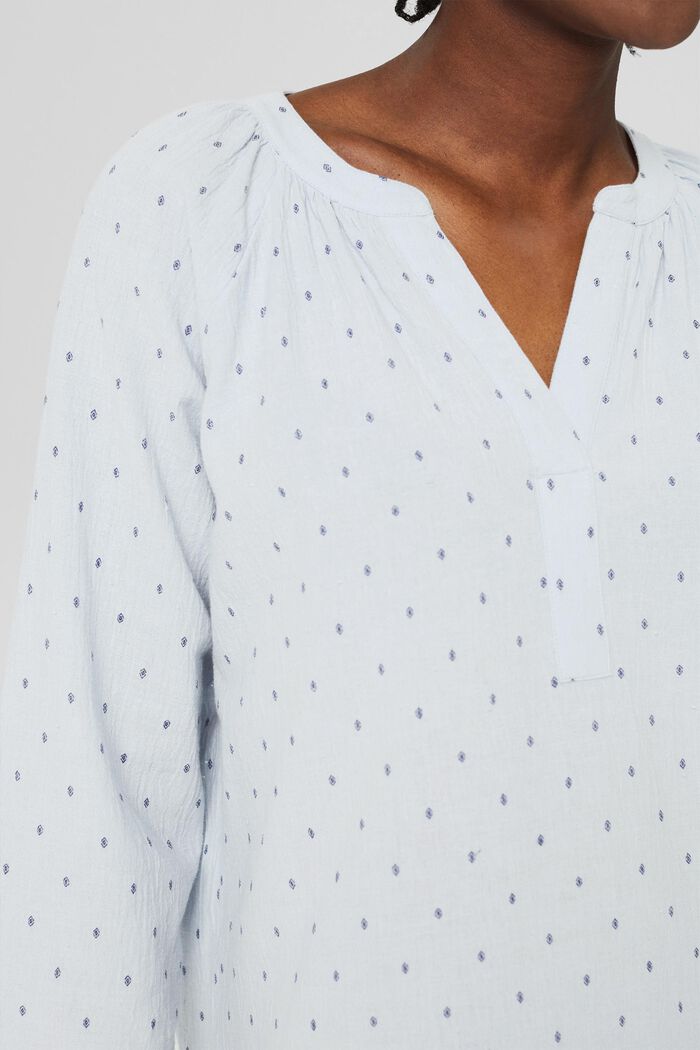 Wzorzysta bluzka z dekoltem kielichowym, LIGHT BLUE, detail image number 2