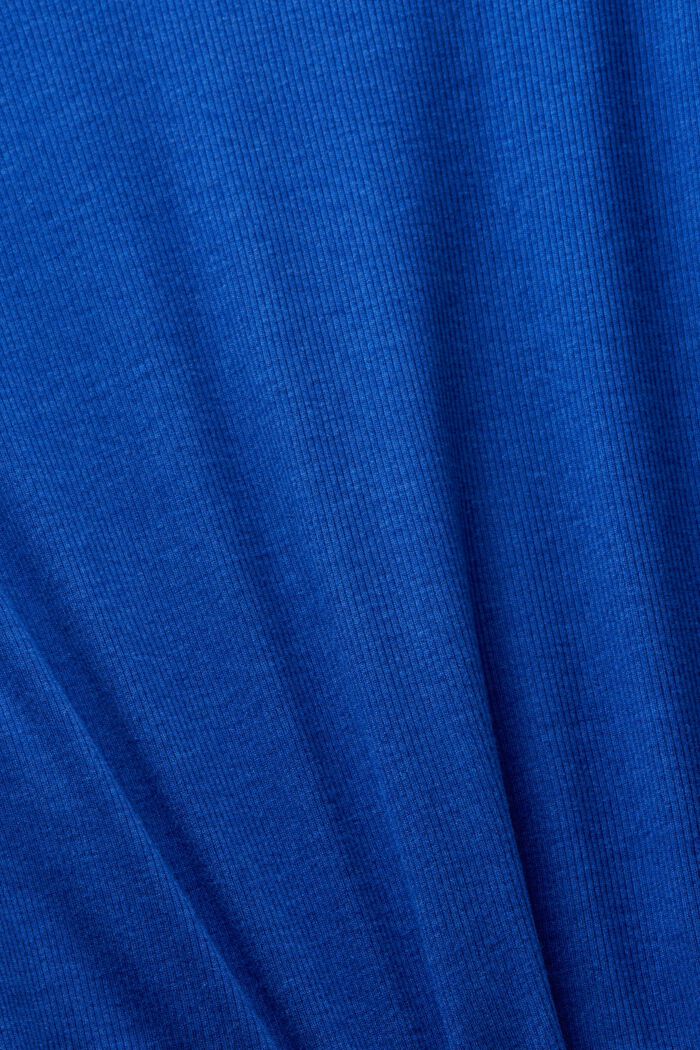 Prążkowany T-shirt z dekoltem w serek, BRIGHT BLUE, detail image number 4