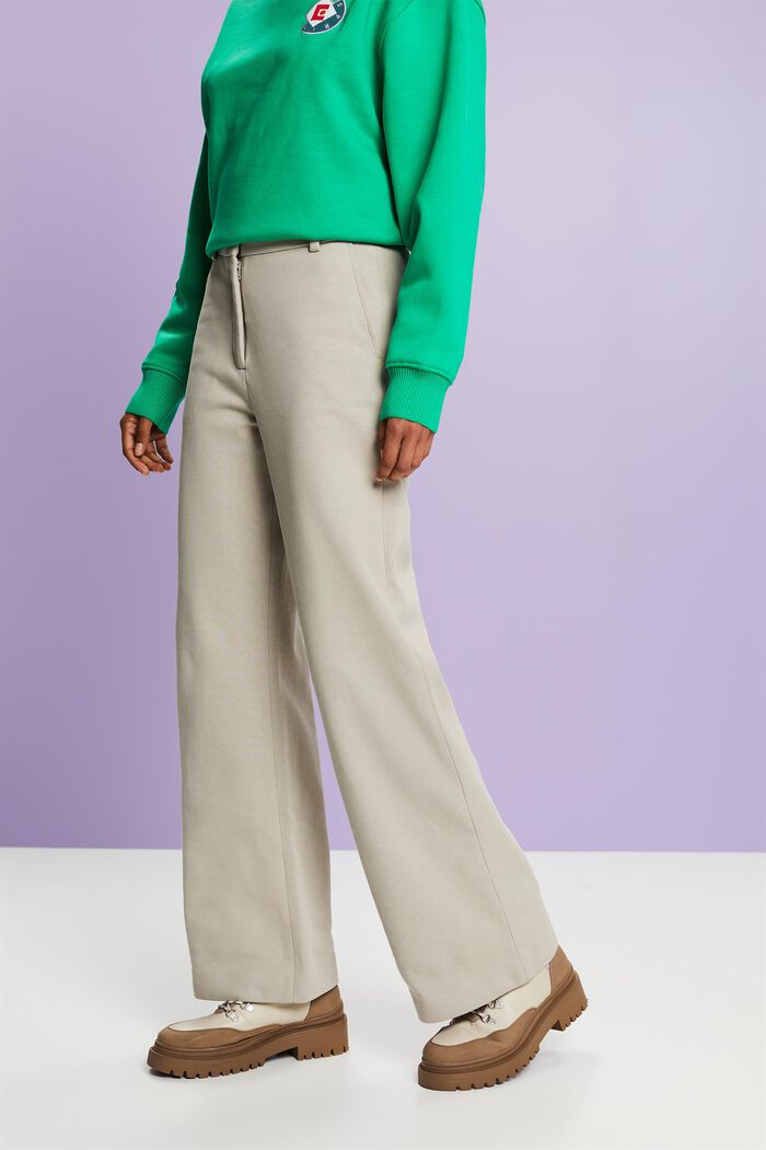 Szerokie spodnie z bawełną ekologiczną, LIGHT GREY, detail image number 0