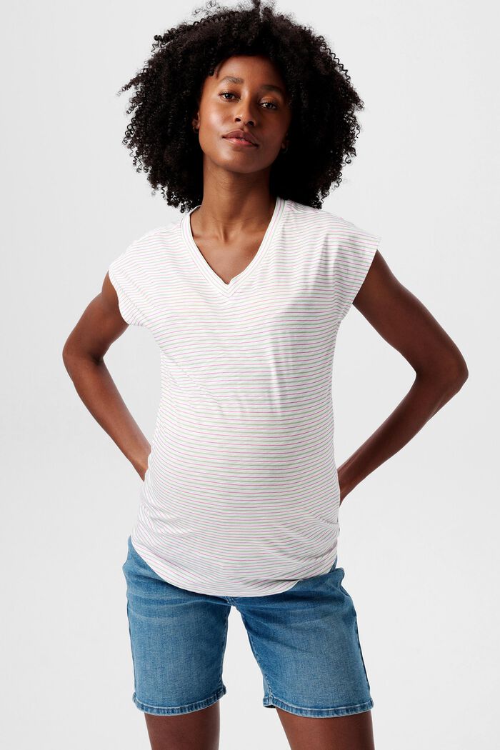 MATERNITY T-shirt w paski, BRIGHT WHITE, detail image number 0