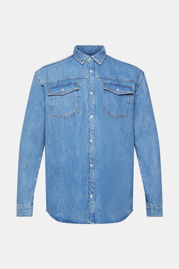 Dżinsowa koszula relaxed fit, BLUE MEDIUM WASHED, detail image number 2