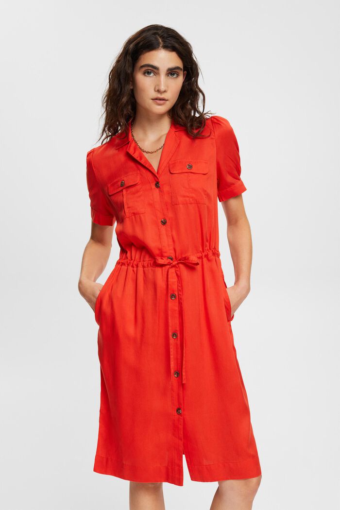 Sukienka ściągana sznurkiem, TENCEL™, ORANGE RED, overview