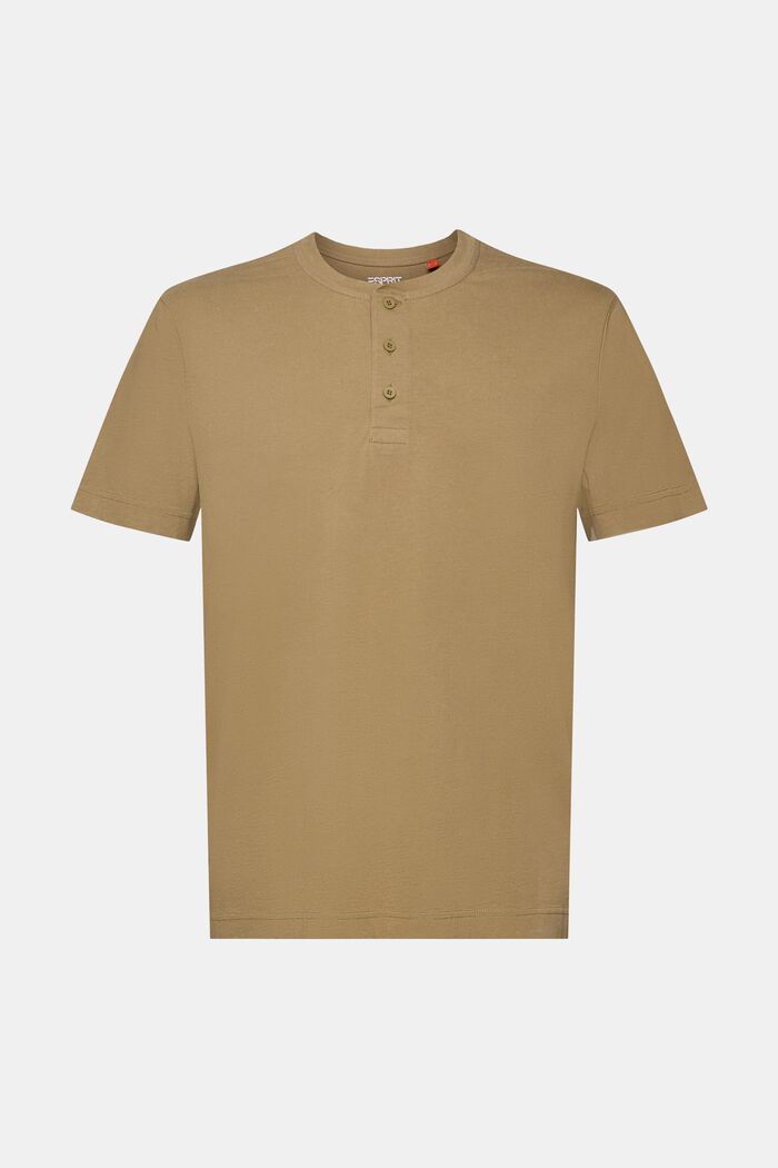 T-shirt henley, 100% bawełna, KHAKI GREEN, detail image number 5