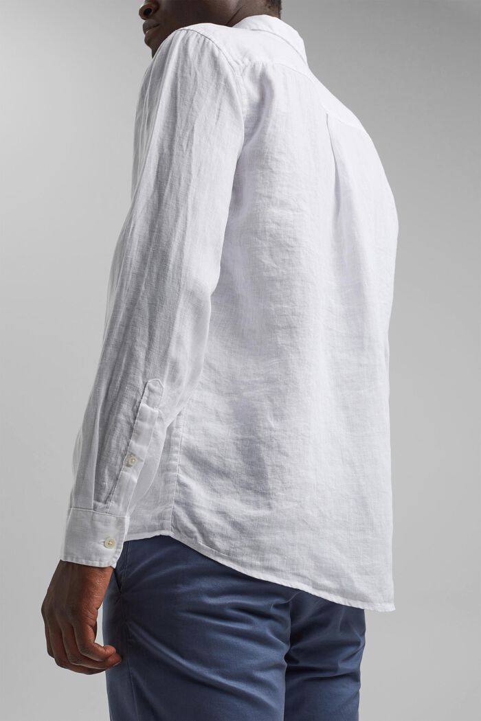 Koszula z przypinanym kołnierzykiem, 100% lnu, WHITE, detail image number 5