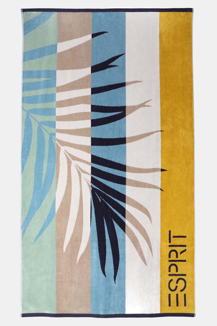 Pasiasty ręcznik z liściem palmy, MOCCA, detail image number 0