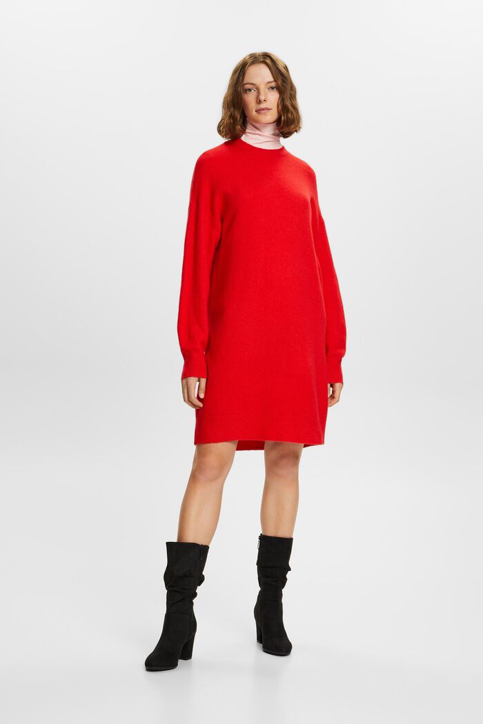 Dzianinowa sukienka mini, RED, detail image number 0