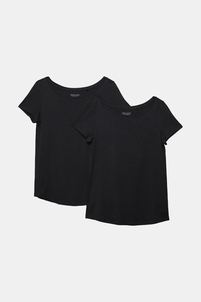 Dwupak: T-shirt z linii basic, mieszanka bawełny ekologicznej, BLACK, overview