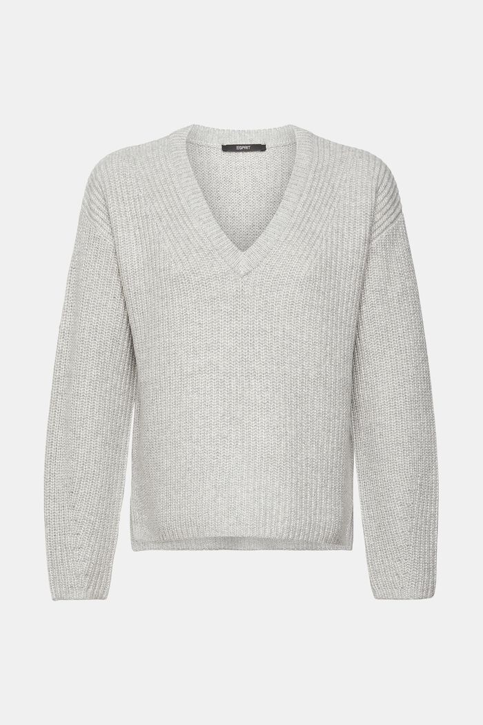 Sweter w paski z wełnianą wstawką