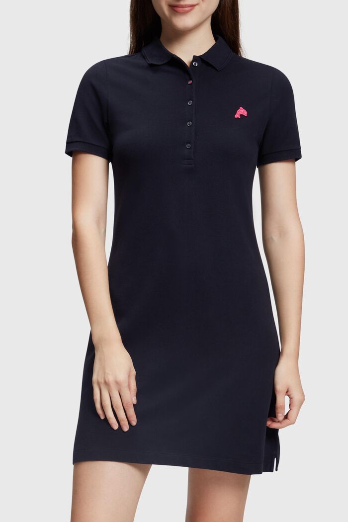 Klasyczna sukienka w stylu koszulki polo z kolekcji Dolphin Tennis Club, BLACK, detail image number 0