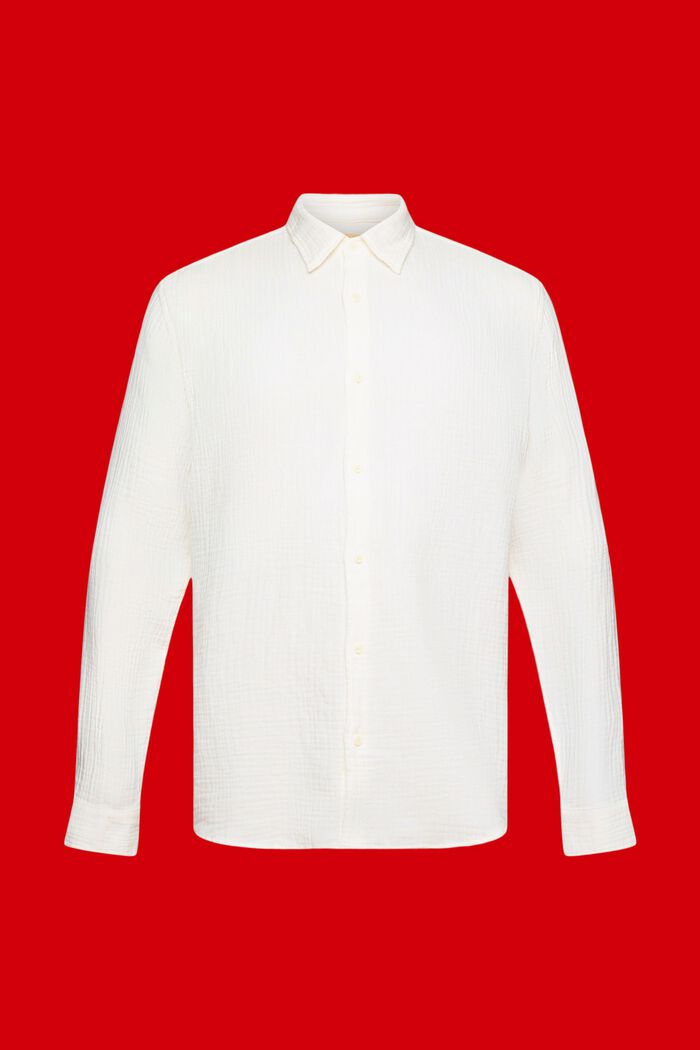 Koszula z muślinu z ekologicznej bawełny, OFF WHITE, detail image number 7