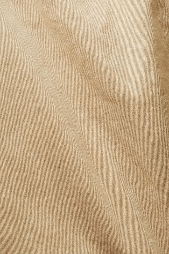 Spódnica mini z bawełny o diagonalnym splocie, BEIGE, detail image number 4