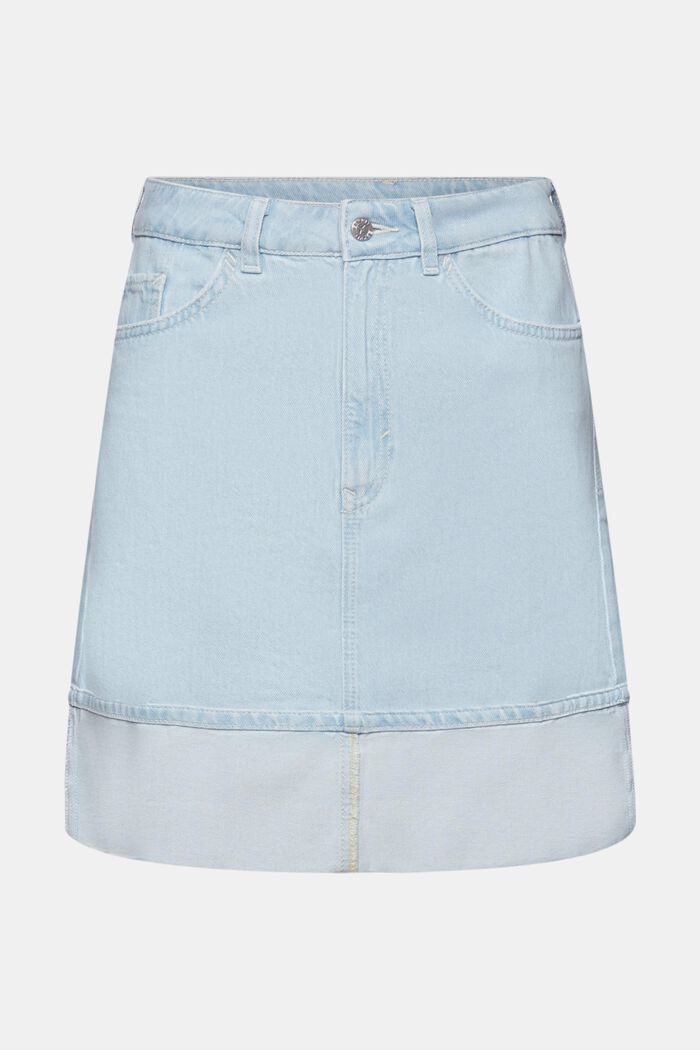 Dżinsowa spódnica mini ze średnim stanem, BLUE BLEACHED, detail image number 7