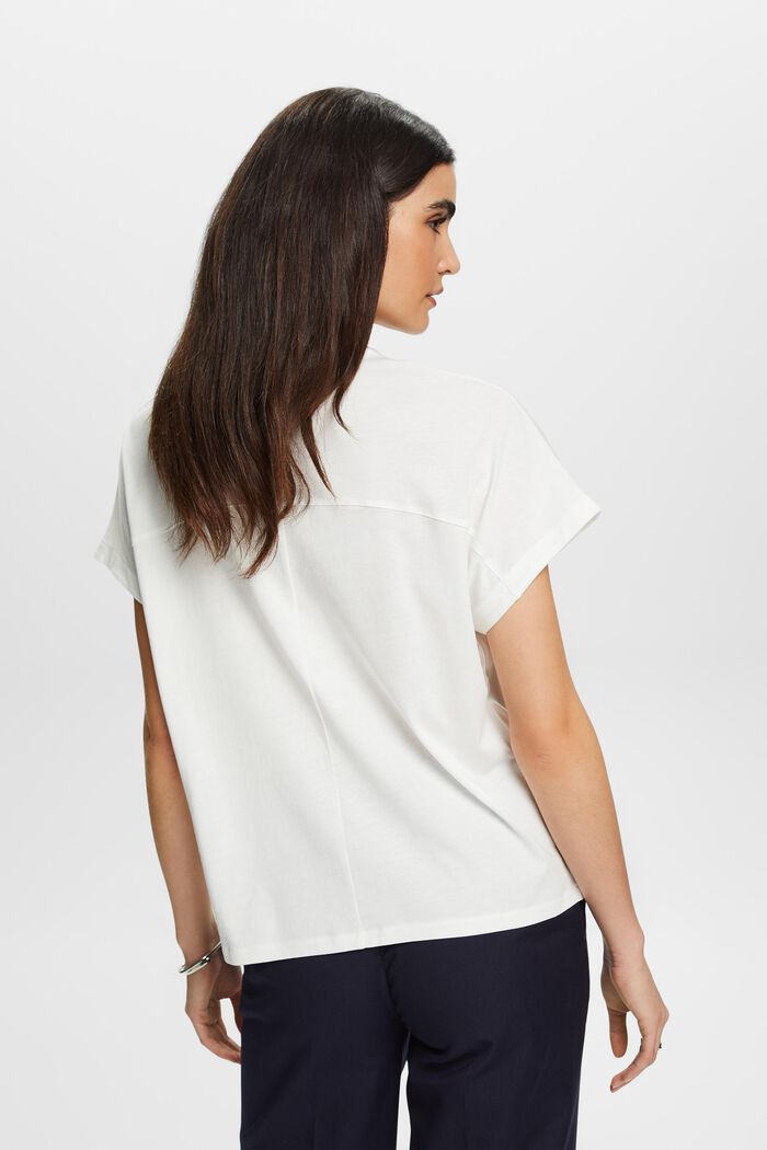 T-shirt z mieszanki materiałów, OFF WHITE, detail image number 3