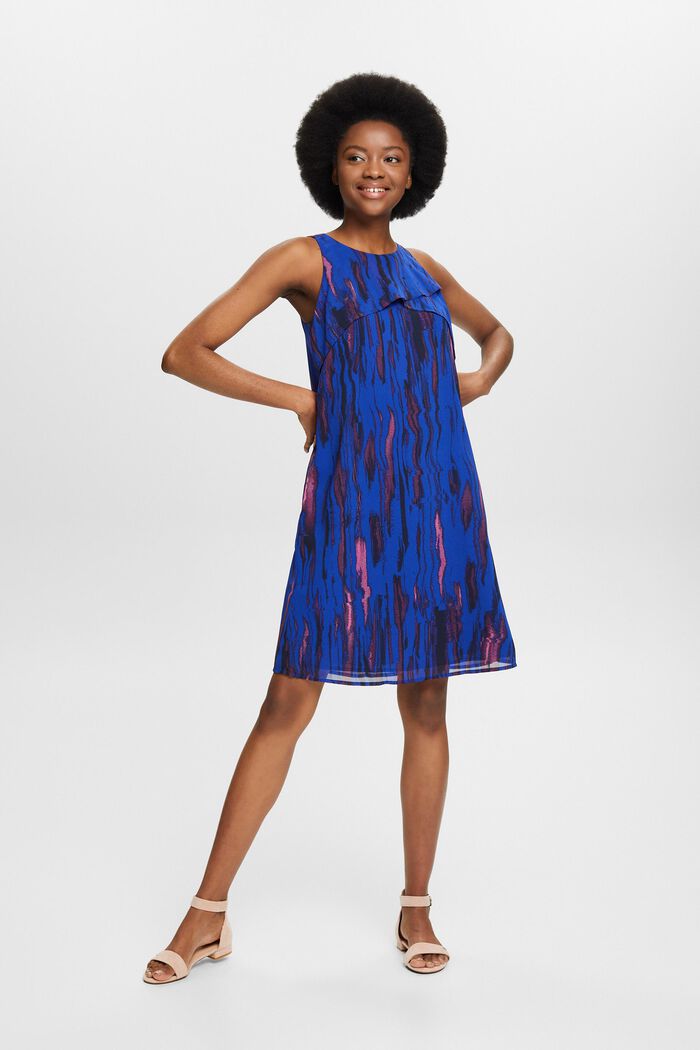 Sukienka mini z szyfonowej krepy z nadrukiem, BRIGHT BLUE, detail image number 1